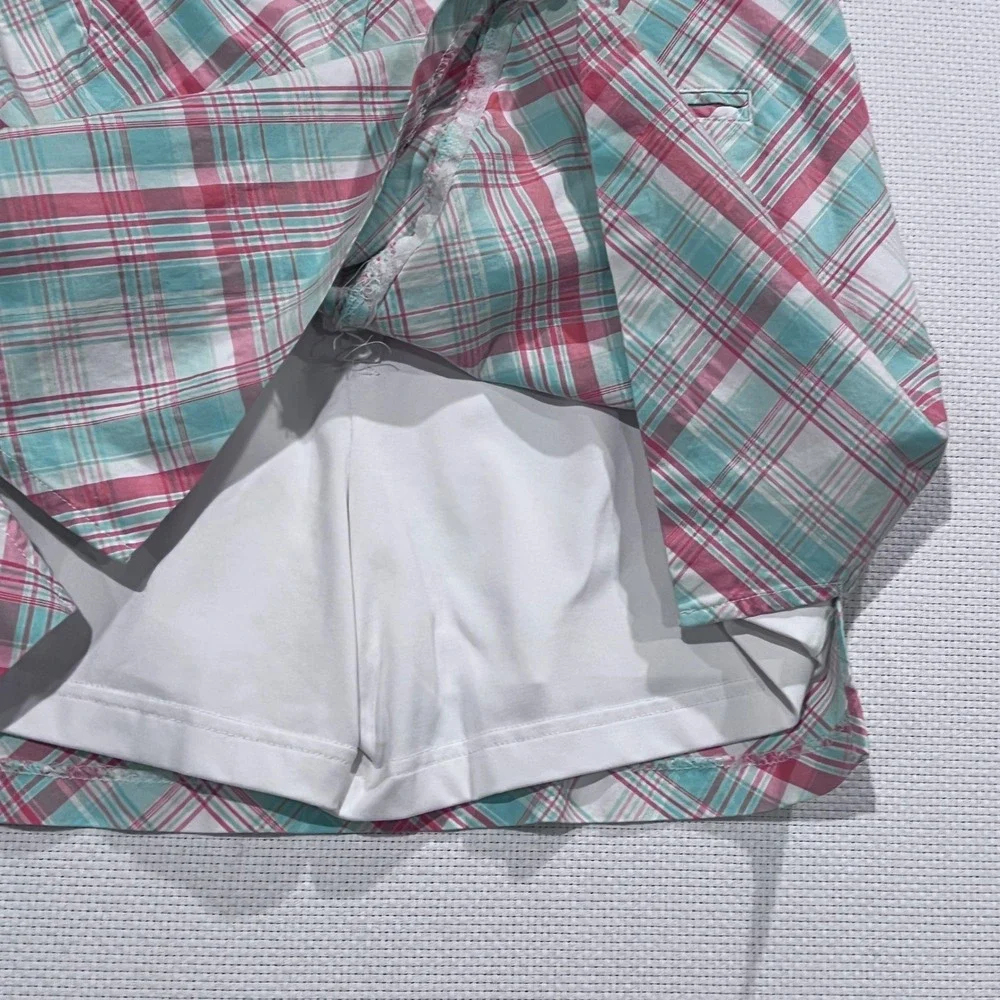 Lady Hagen Plaid Golf Skirt with Built-in Shorts Pink Aqua White Size‎ 12
